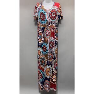 VIISHOW Women’s Short Sleeve Empire Maxi Dresses Long Dresses Pockets XL New
